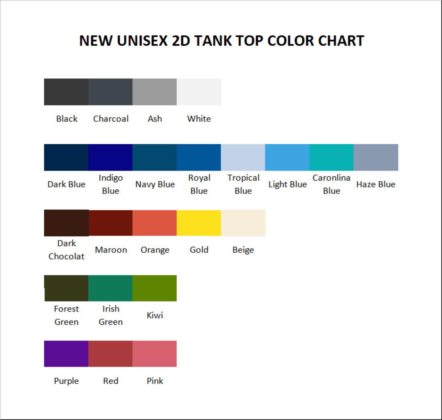 tank top color chart - The Smiths Merch